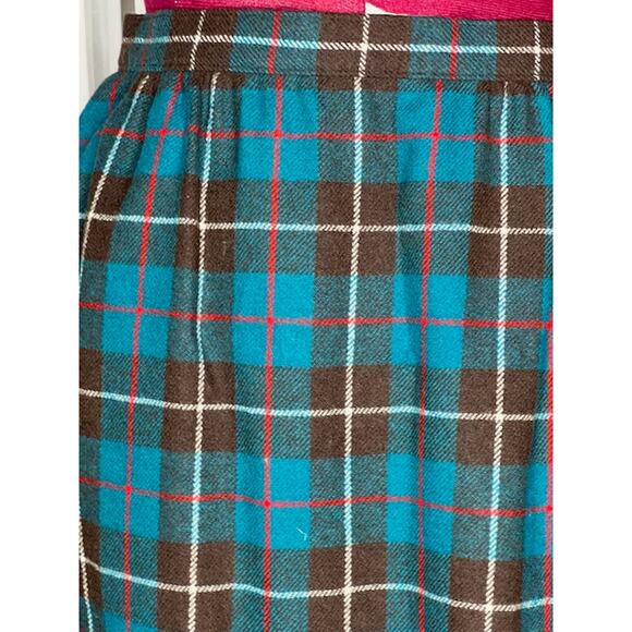 Pendleton wool plaid knee length skirt green brown red - Picture 2 of 10